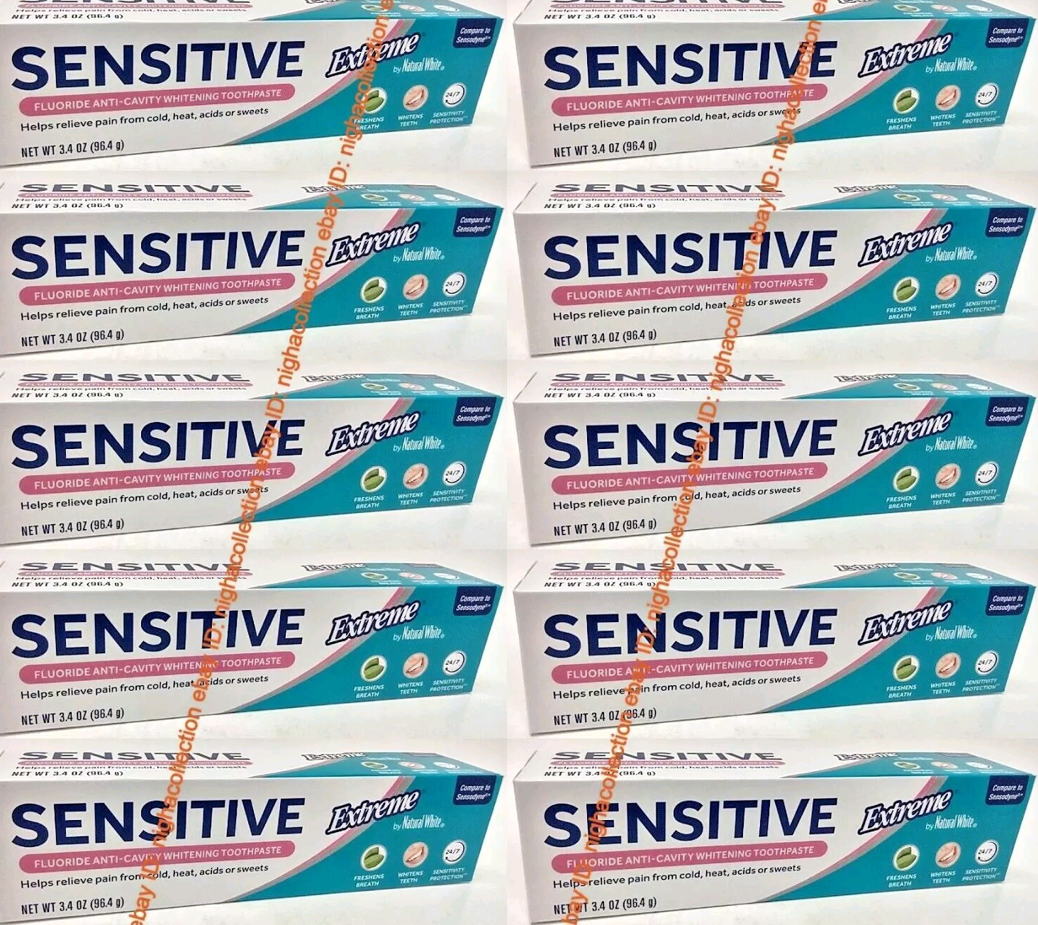 10x Tubes Naturall White Sensitive Extreme Whitening Toothpaste 3.4 ozEa SEALED