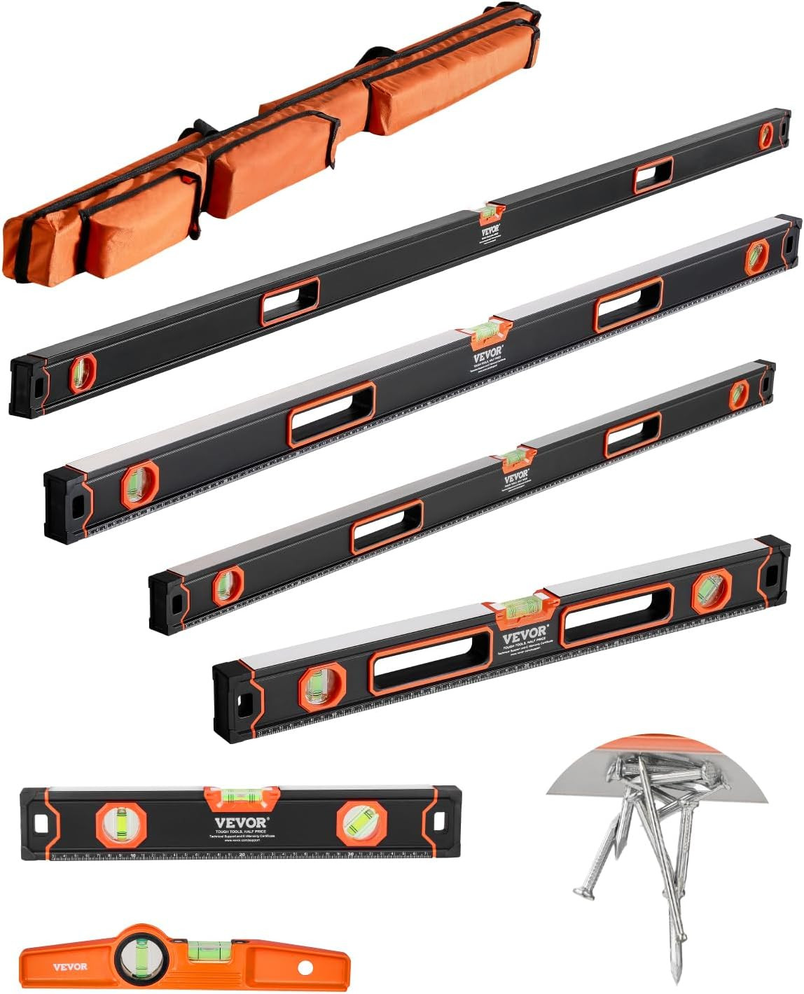 6-Piece Torpedo Level, 78/48/32/24/16/10 Inch All Magnetic Levels Set, Bubble Vi