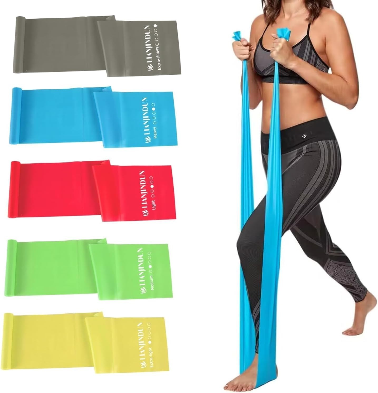 Durable Latex-Free Resistance Bands for Pilates, Yoga & Rehab - 5 Color Options