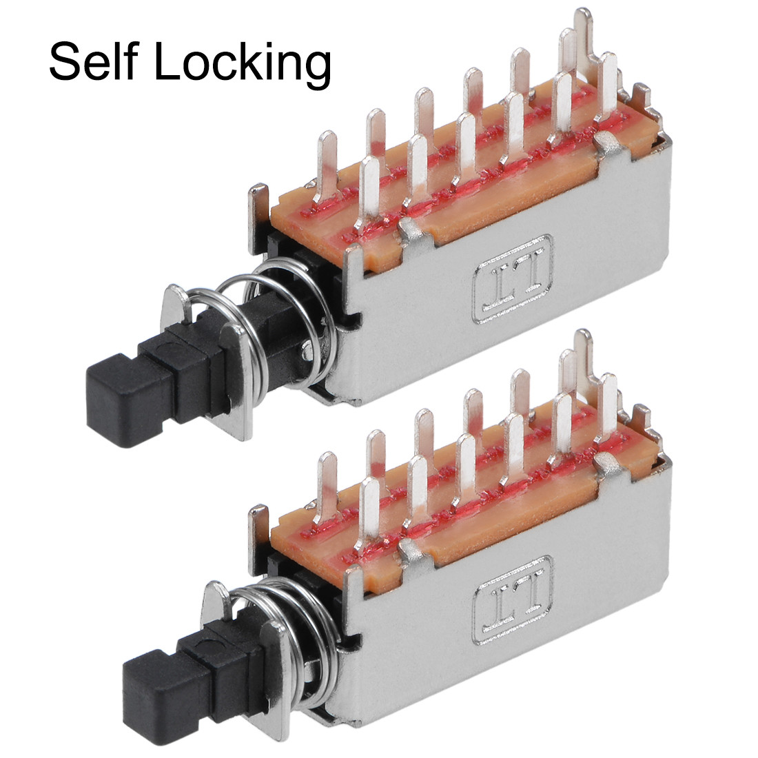 10pcs Push Button Switch 4PDT 12 Pin 1 Position Self-Locking Black