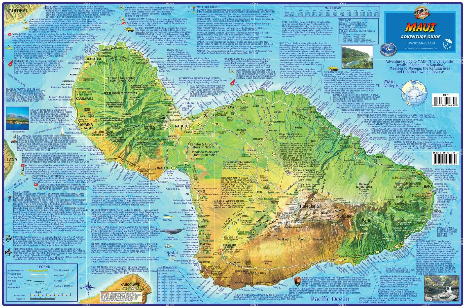 Maui Hawaii Adventure Guide Laminated Map by Franko Maps