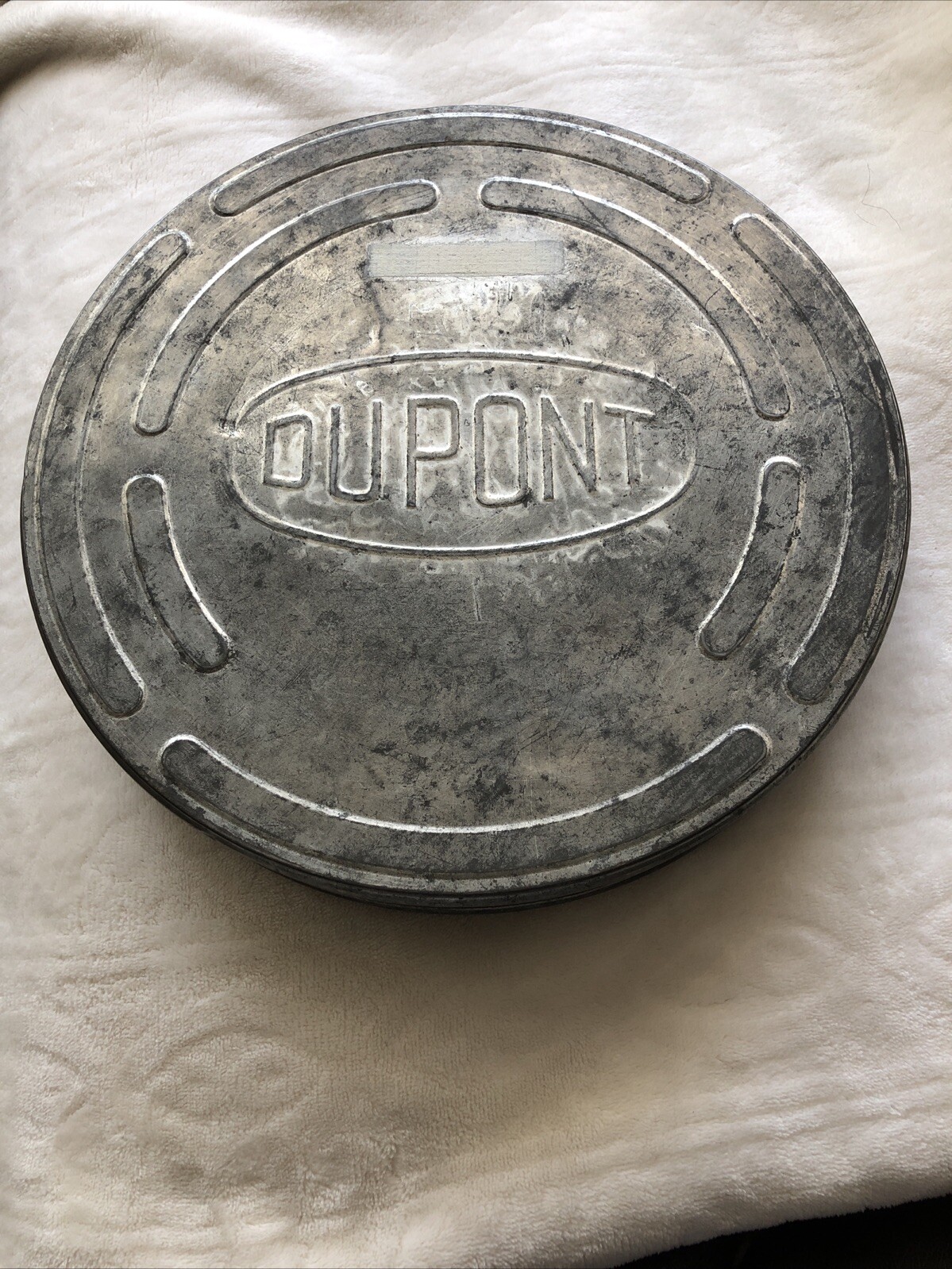 Vintage Large 10-1/2" Dupont Movie Film Reel Film Canister Reel Case Empty Nice