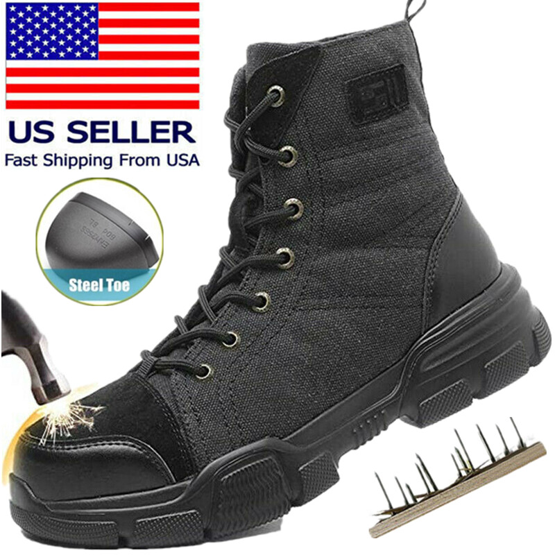 Mens Military Boots Work Safety Shoes Indestructible Steel Toe Bulletproof Boots