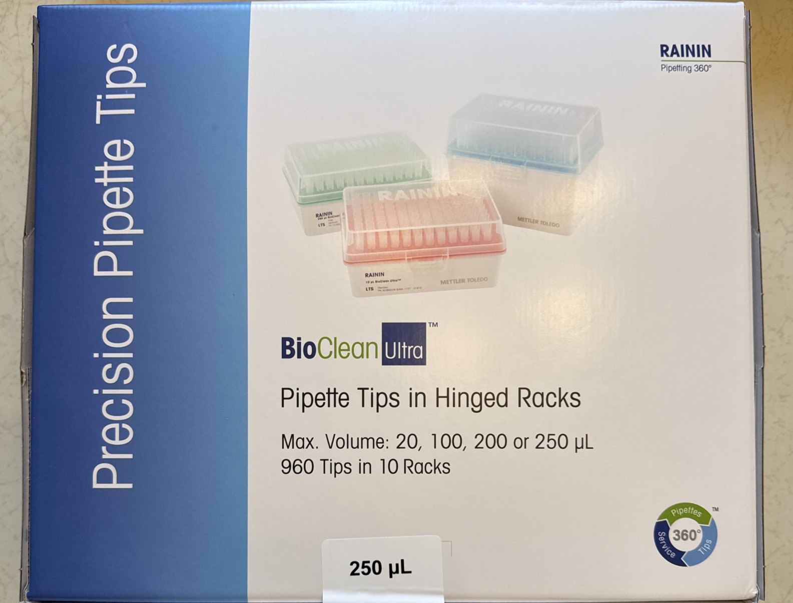 Pipette Tips In Hinged Racks Mettler Toledo Rainin 30389191 960 Tips / 10 Racks
