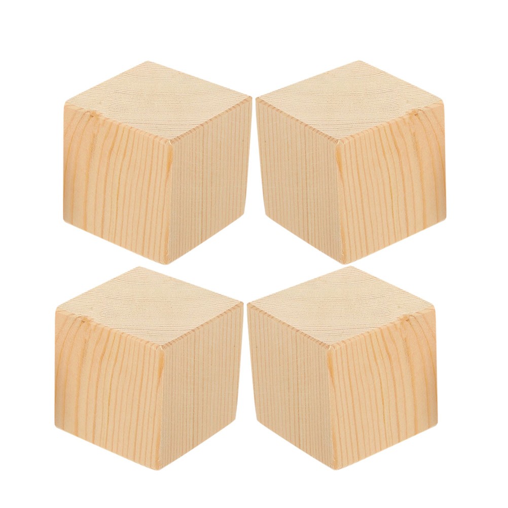 4Pcs Furniture Riser Blocks Wooden Bed Lifts for Stable Couch and Desk Legs