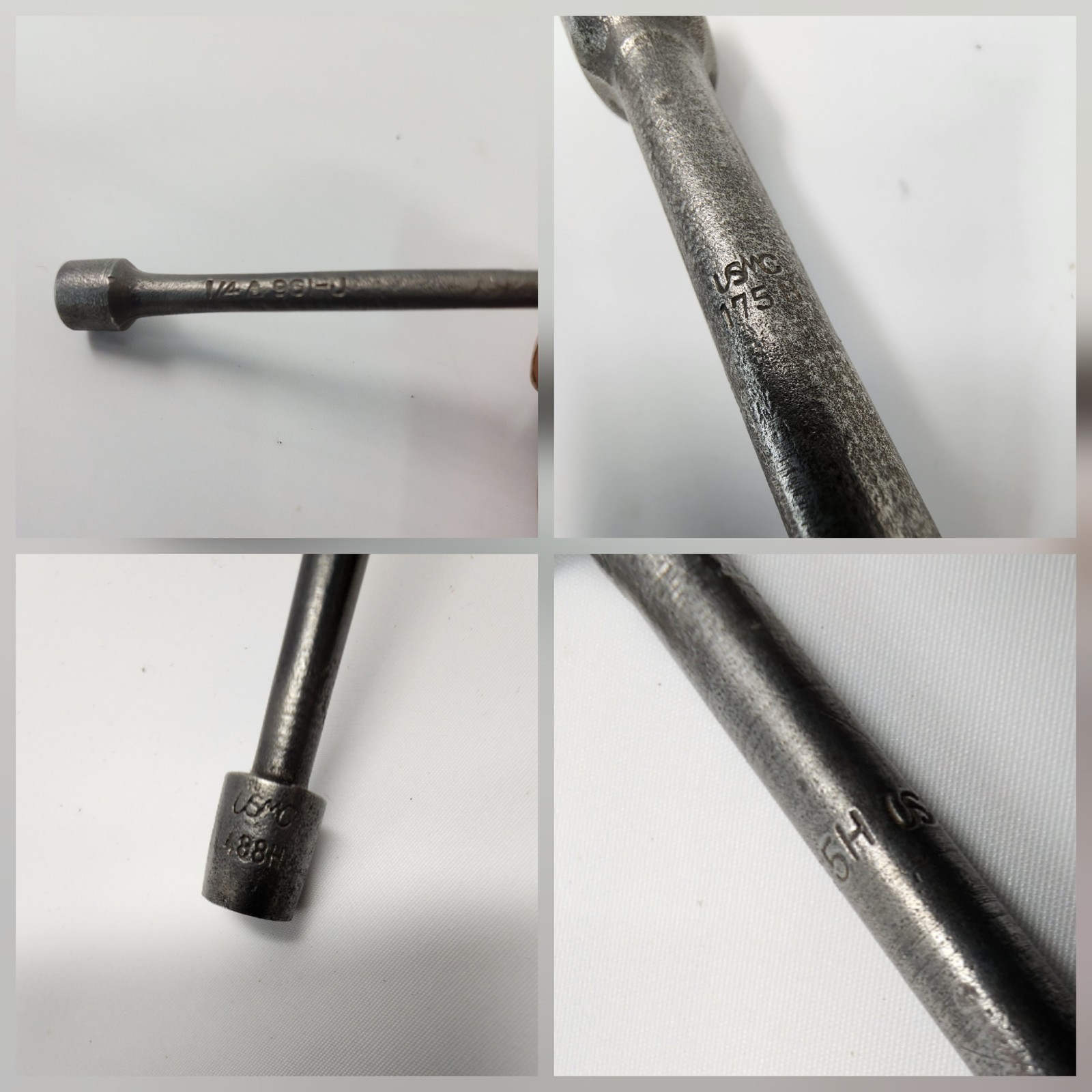(4) Vintage T-Handle Square Nut Wrenches - 1/8" 1/4" 5/32" 5/16" Machinist Tools