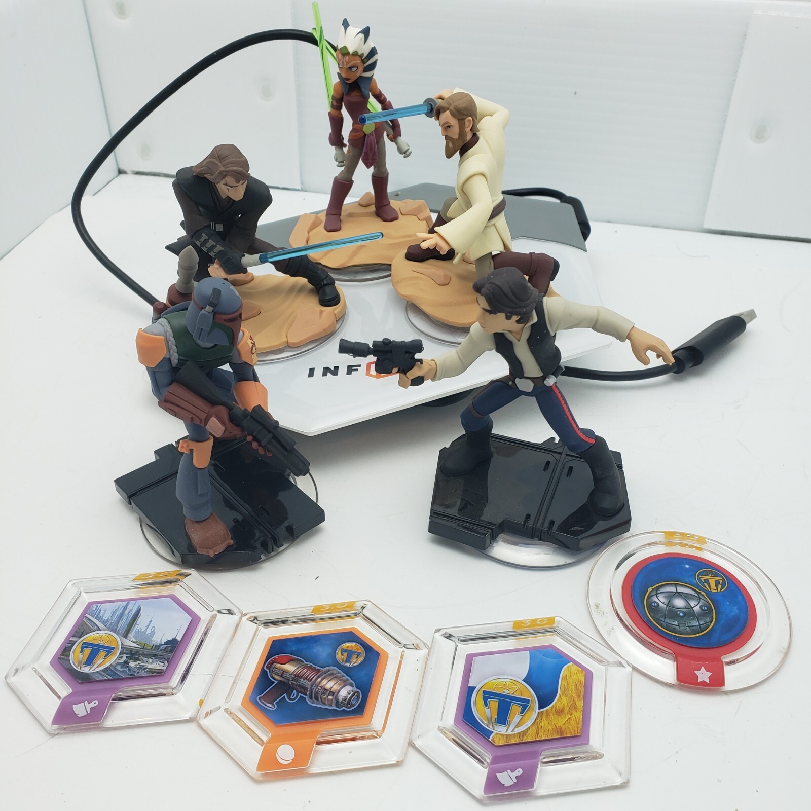 Disney Infinity 3.0 Star Wars Figures Boba Han Anakin Obi-Wan Ahsoka base lot