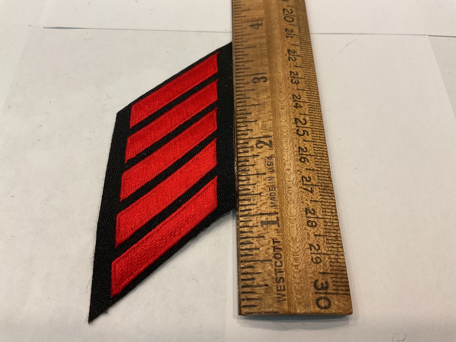 Police Years of Service embroidered 5 Hash Stripe Mark  Red  on Black Material