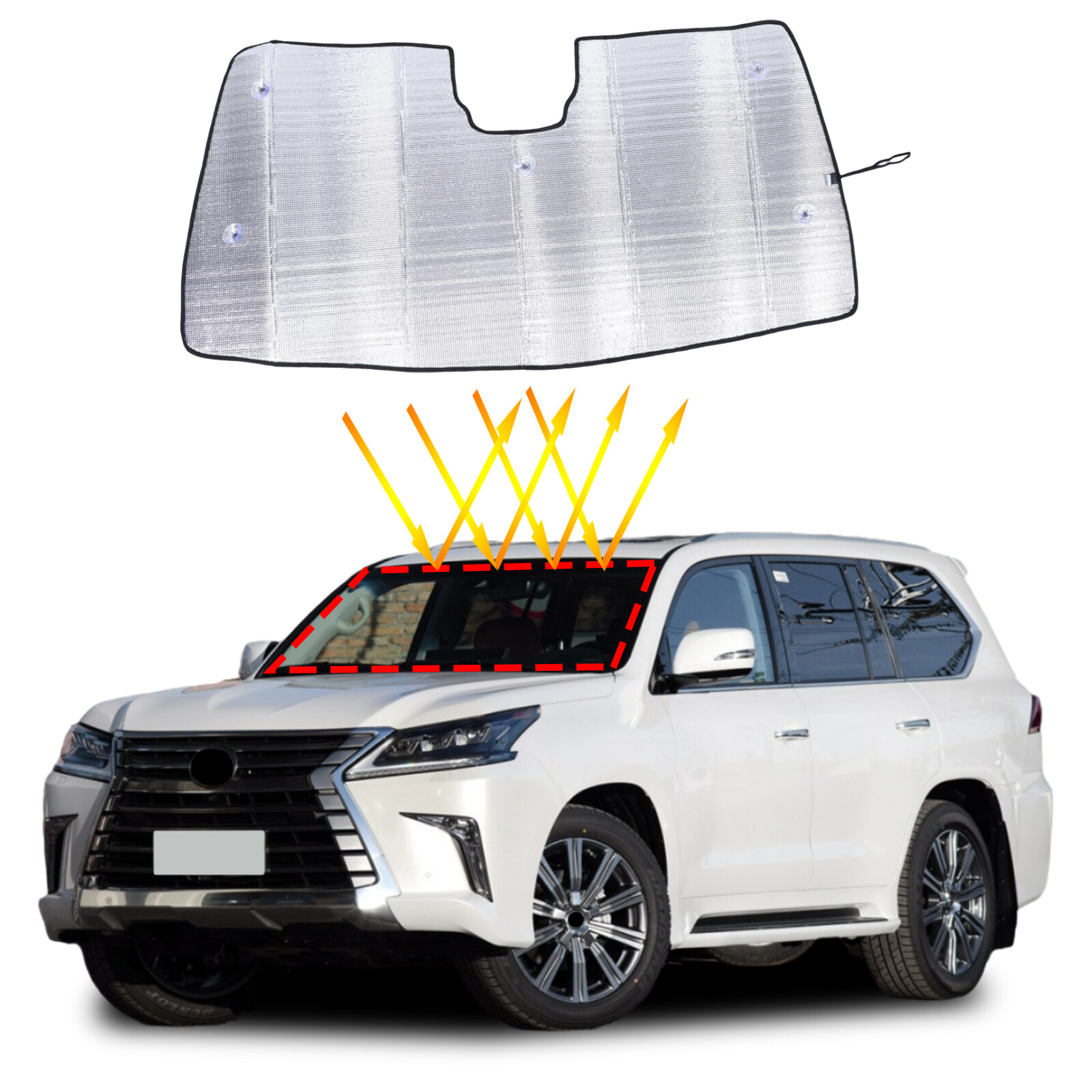 Windshield Sun Shade Interior Sun Protection Custom Fits Lexus LX570 2008-2021