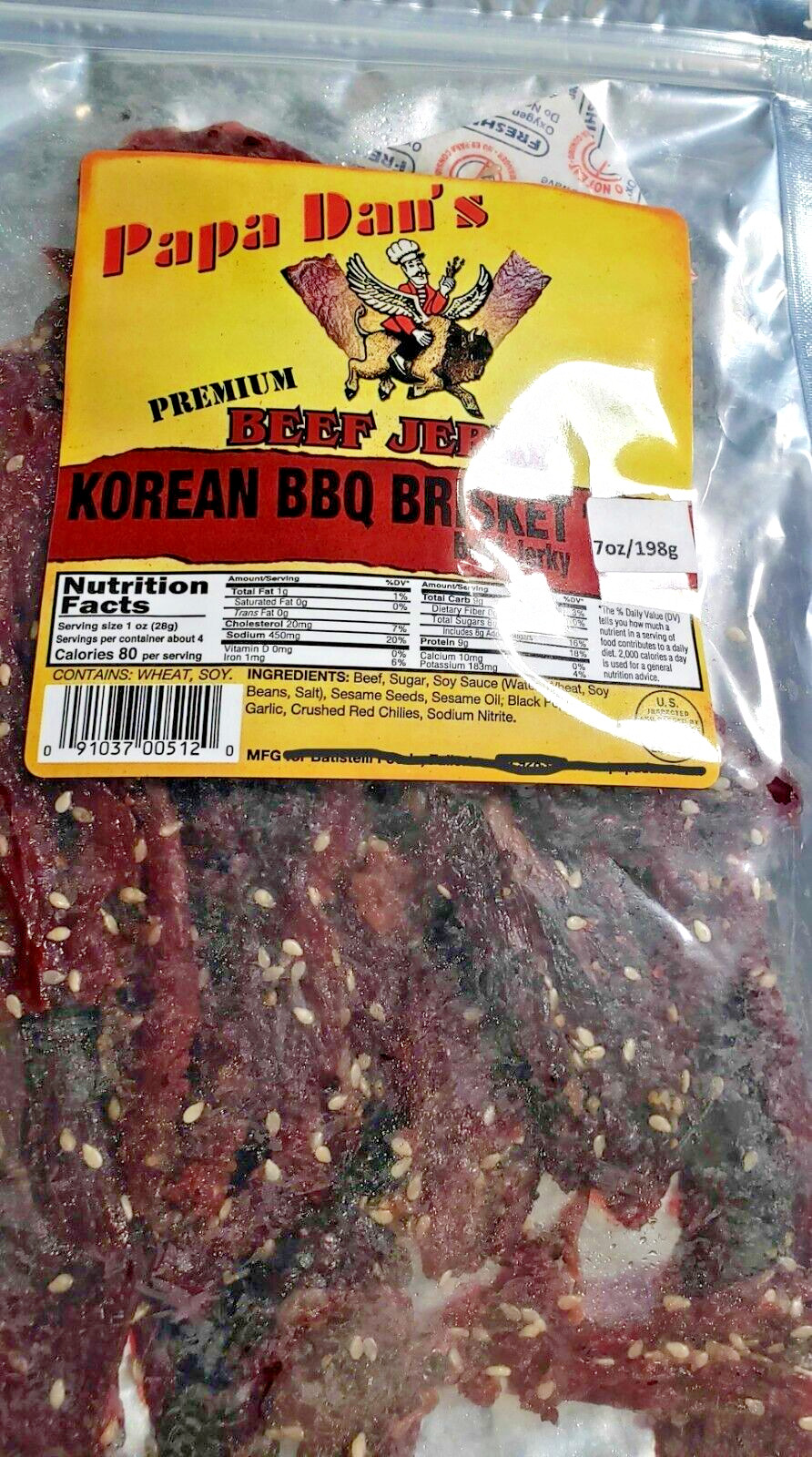 Brisket jerky, Papa Dan's Korean BBQ jerky (4 oz.)