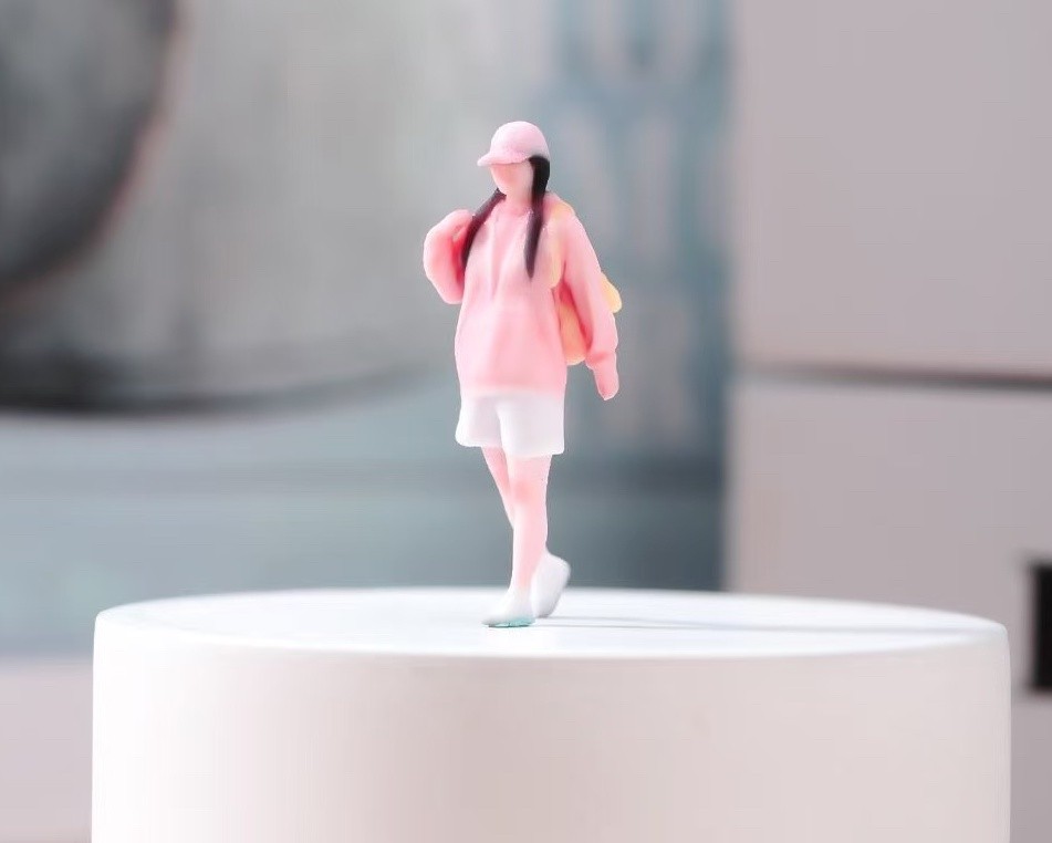 1:64 Painted Figure Model Miniature Resin Diorama White Lady Girl Pink Top Cute