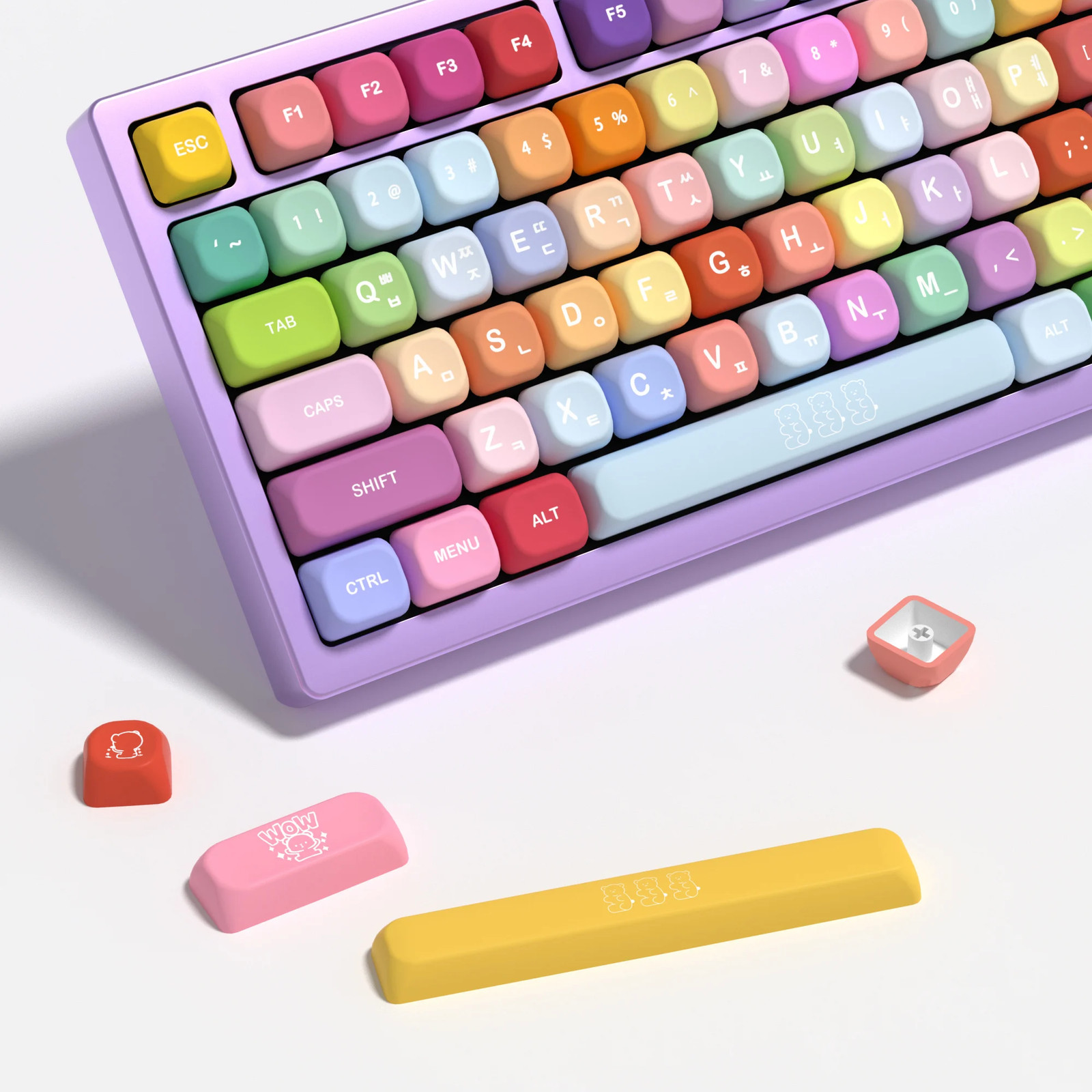 KBDiy Gummy Bears PBT Keycaps 141 Keys Korean English MX Mechanical Gaming