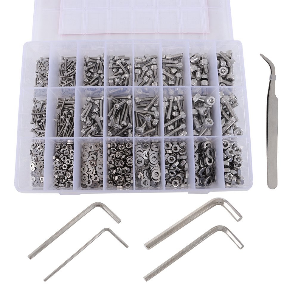 880 Pcs M2 M3 M4 M5 Hex Socket Head Cap Screws Bolts Nuts Washer Kit
