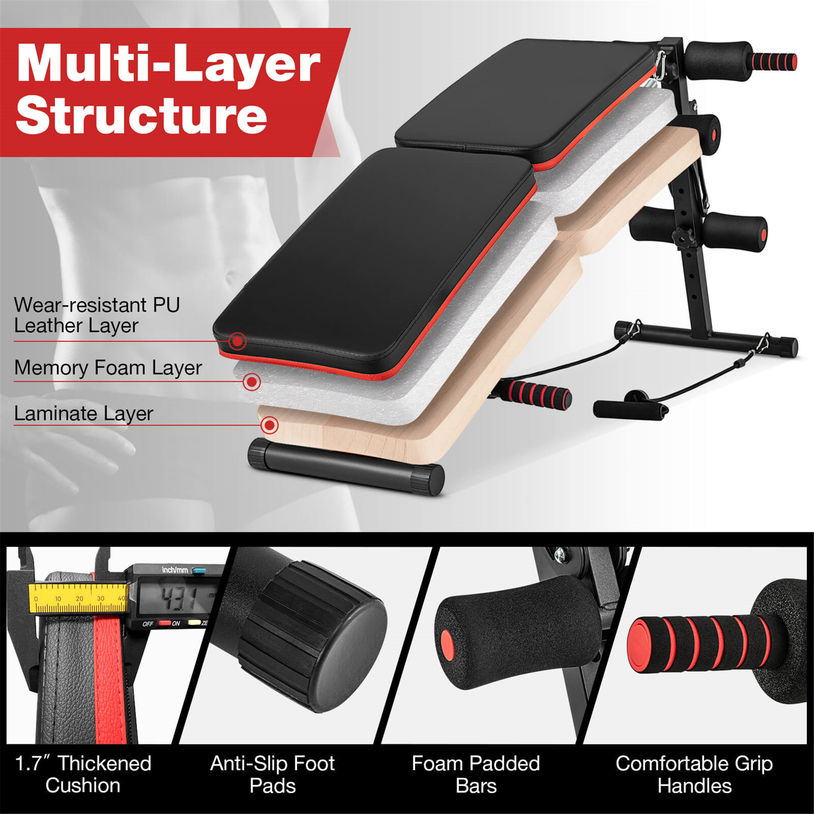 7 in 1 Sit up Bench 7 in 1 Sit up Bench Multi-Layer Structure Cushion Foldable