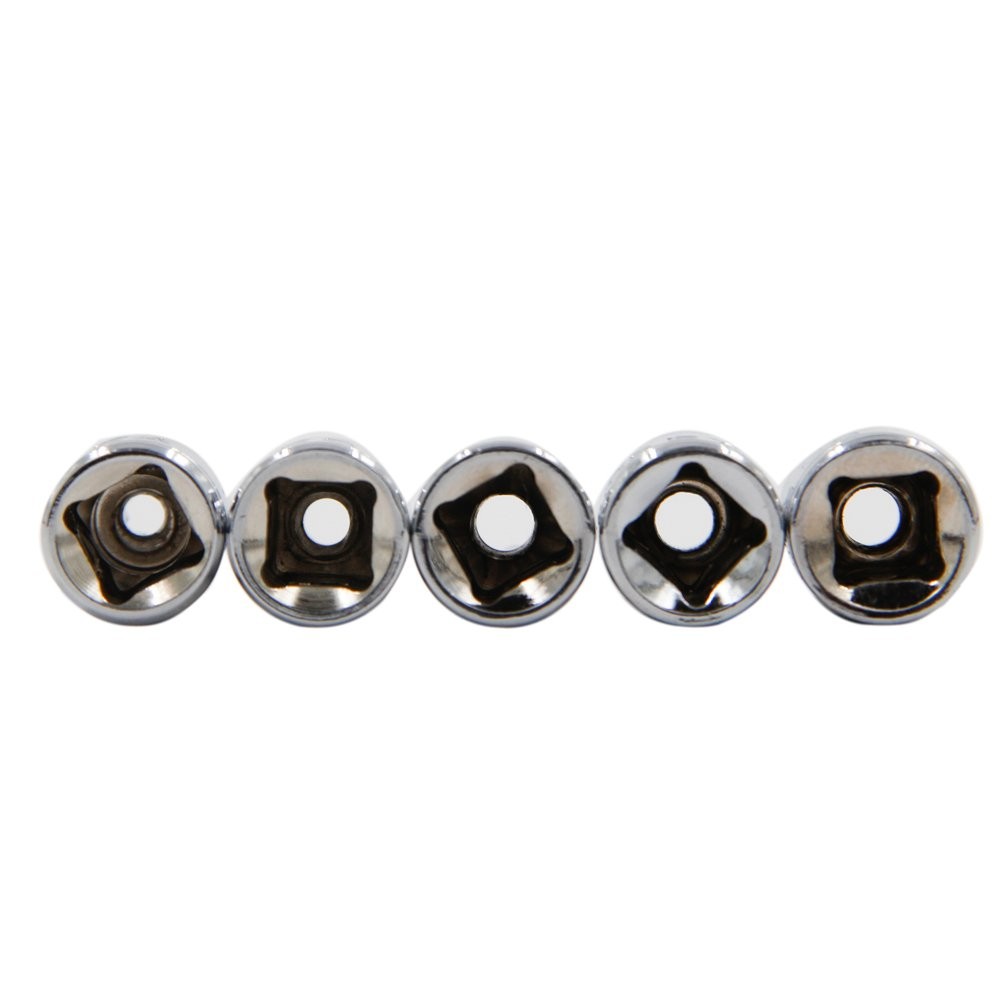 5 PCS E-Torx Female Star Bit Socket Set E4–E8 1/4 Inch Drive