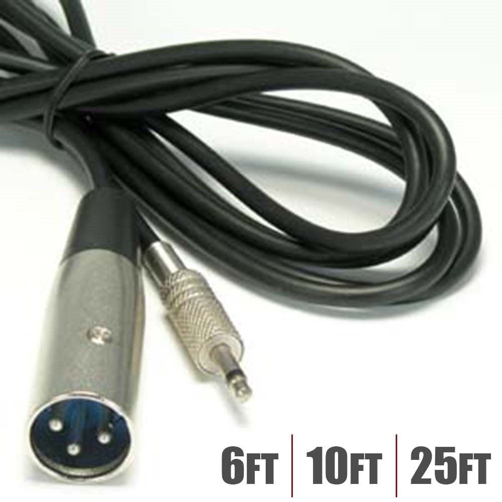 6 10 25FT XLR 3 Pin Male to 3.5mm 1/8" Male Mono Audio Microphone Adapter Cable