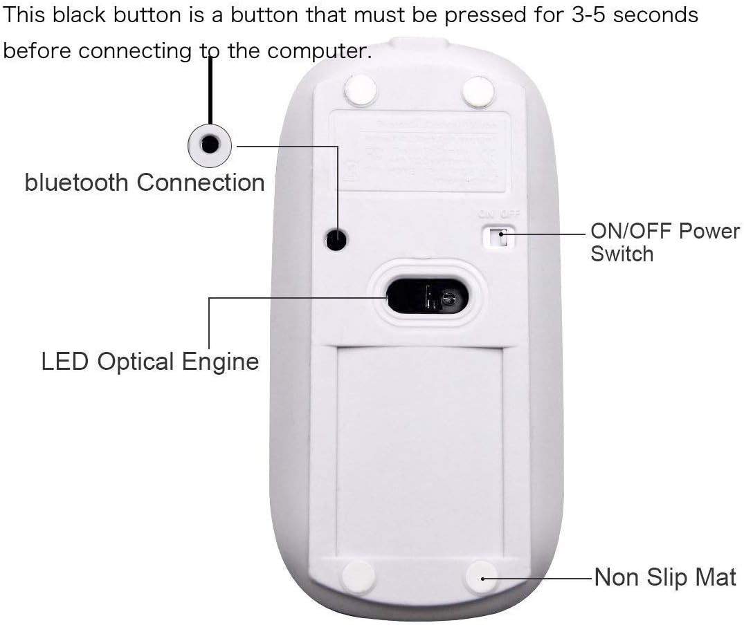 Rechargeable Bluetooth Mouse for MacBook/MacBook air/Pro/iPad, Silver