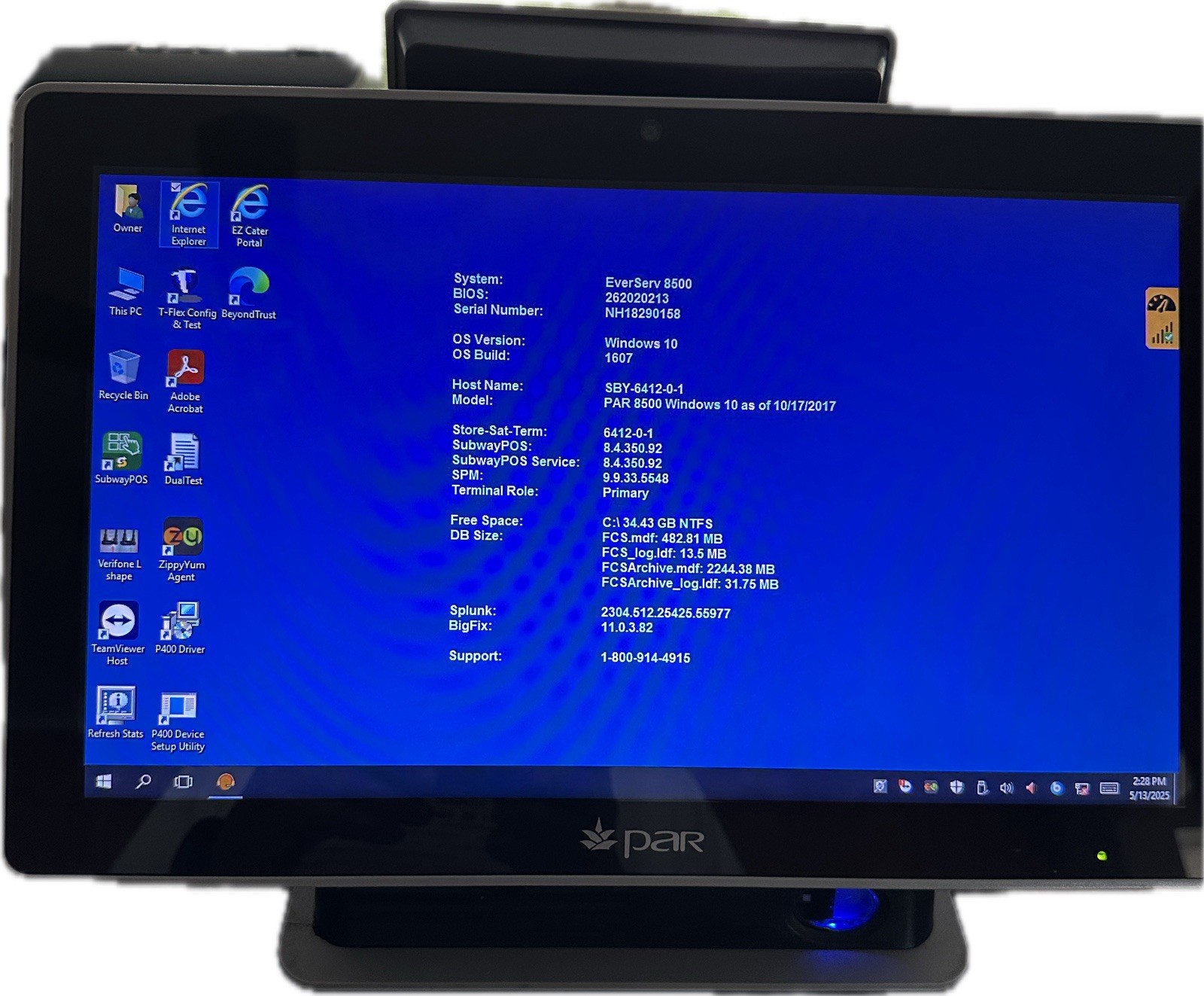 Par Everserv 8500 Series(T8520) All in One POS Touch Screen Computer Terminal