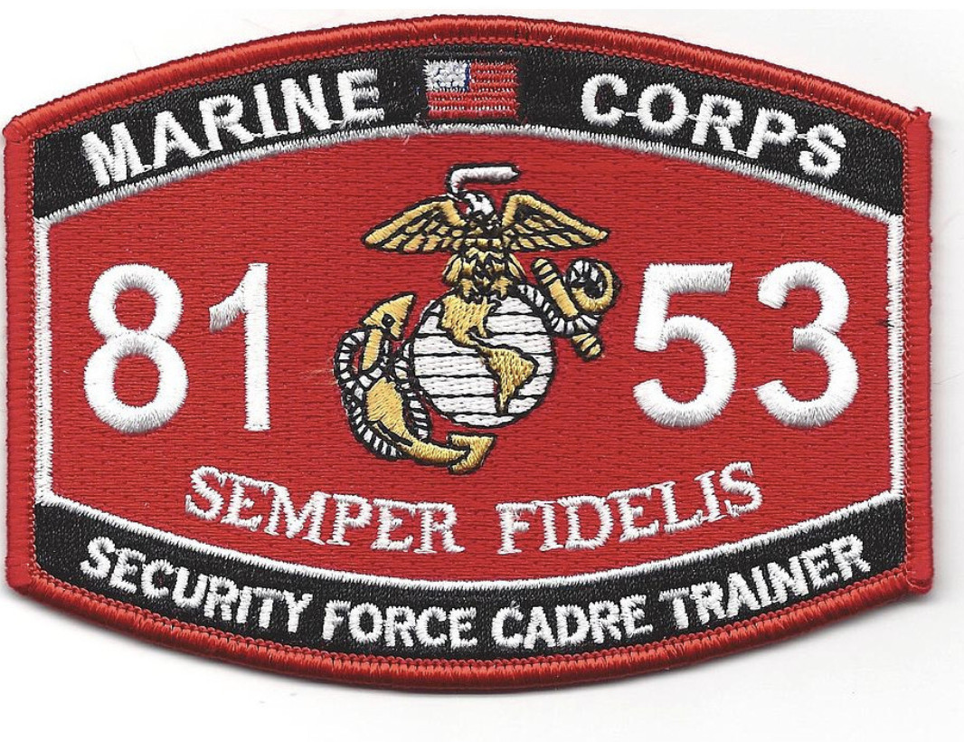 4.5" MARINE CORPS MOS 8153 SECURITY FORCE CADRE TRAINER EGA EMBROIDERED PATCH