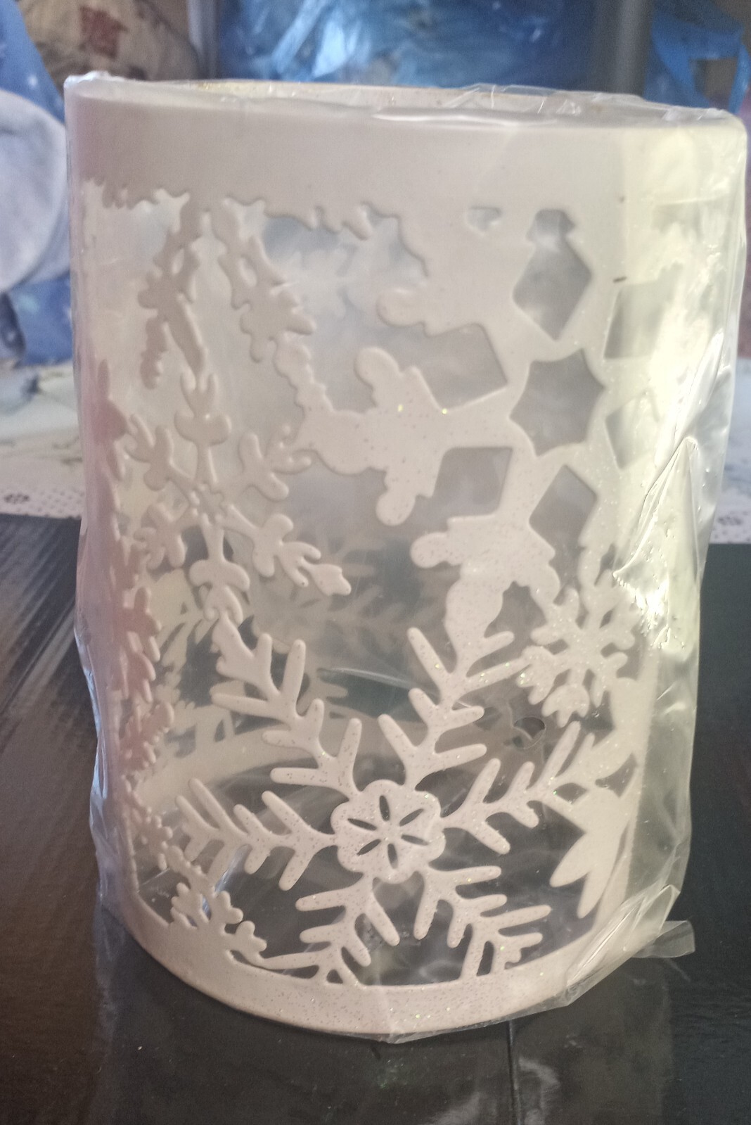 Pink Zebra metal surround snowflake white globe