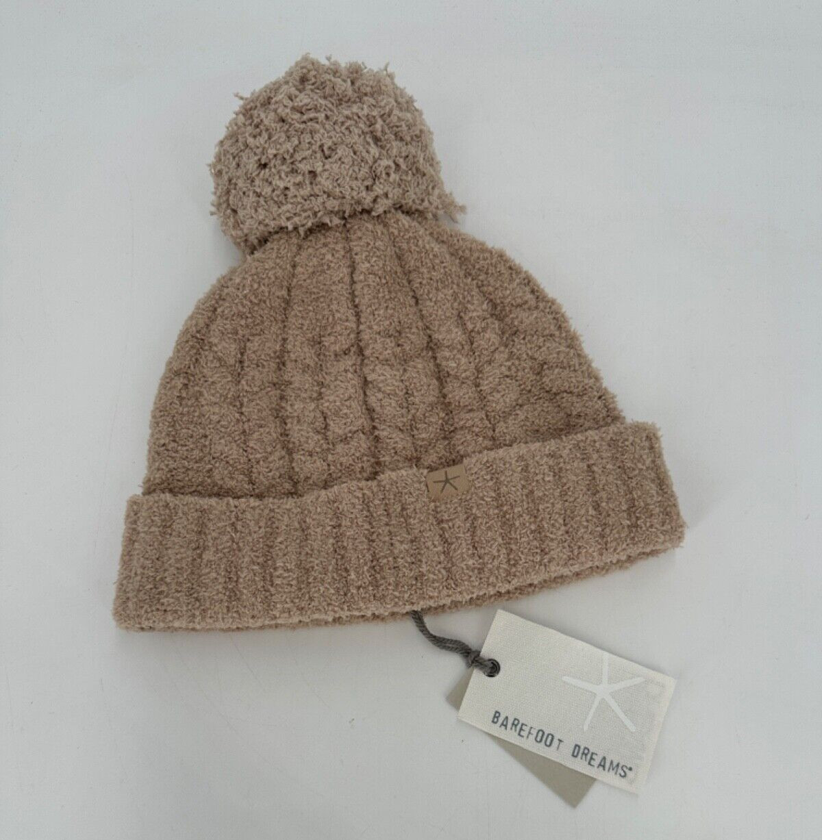 Barefoot Dreams Cozy Chic Pom Pom Beanie in Tan NWT $55 Soft Plush Cozy Gift
