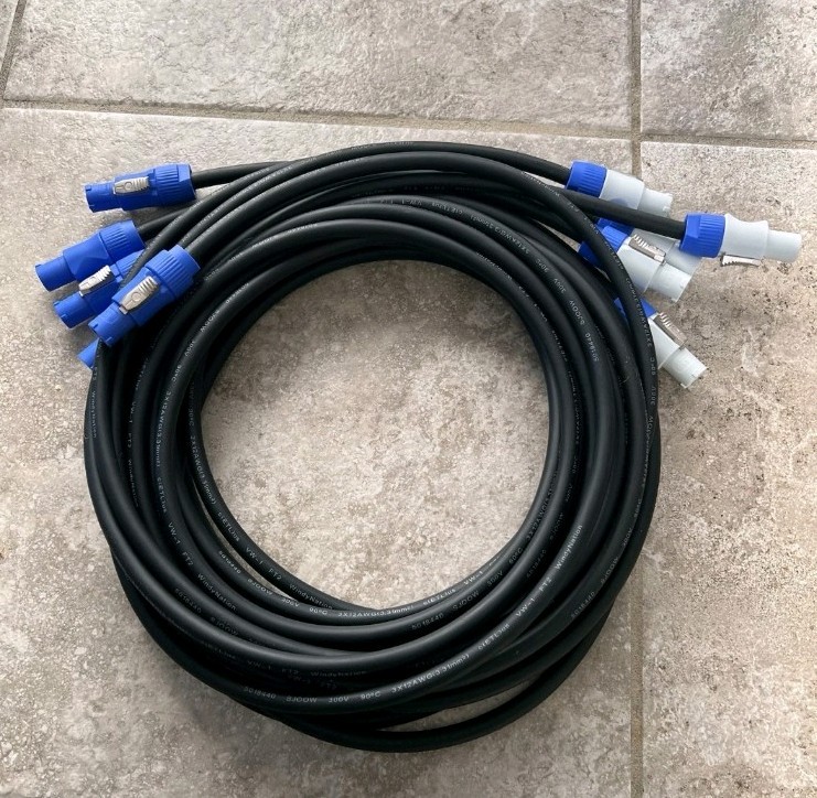 Lot Of 5 Powercon Grey To Blue 5 Ft Extension Adapter Cable 20A 250 Brand New