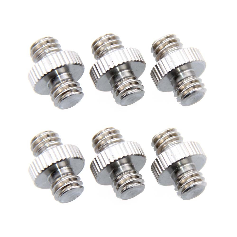 6x CAMVATE Double Male 3/8"-16 Thread Screw Converter Stainless Steel fr Camera