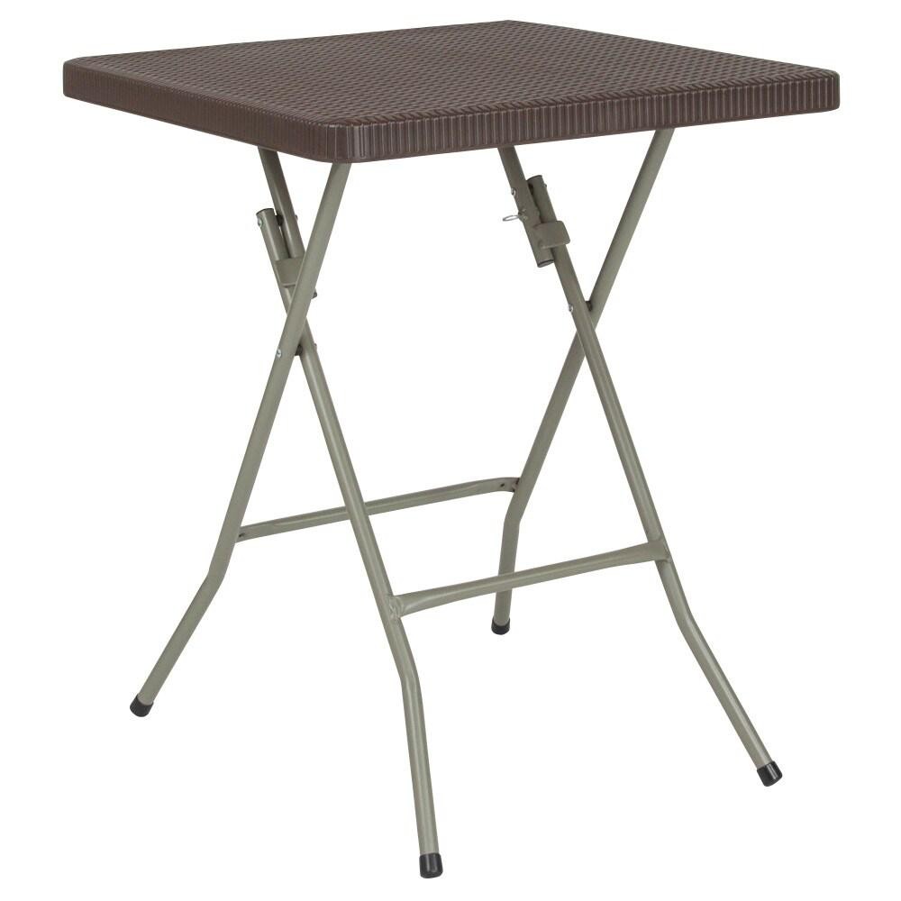 1.95-Foot Square Rattan Plastic Folding Table - Outdoor Event Table