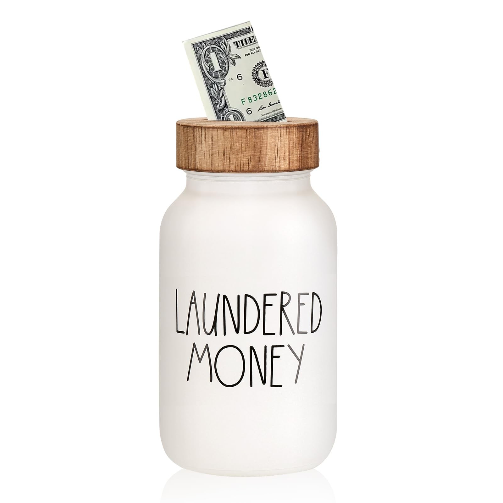 Laundry Room Decor & Organization - Premium Matte White Glass Coin Bank