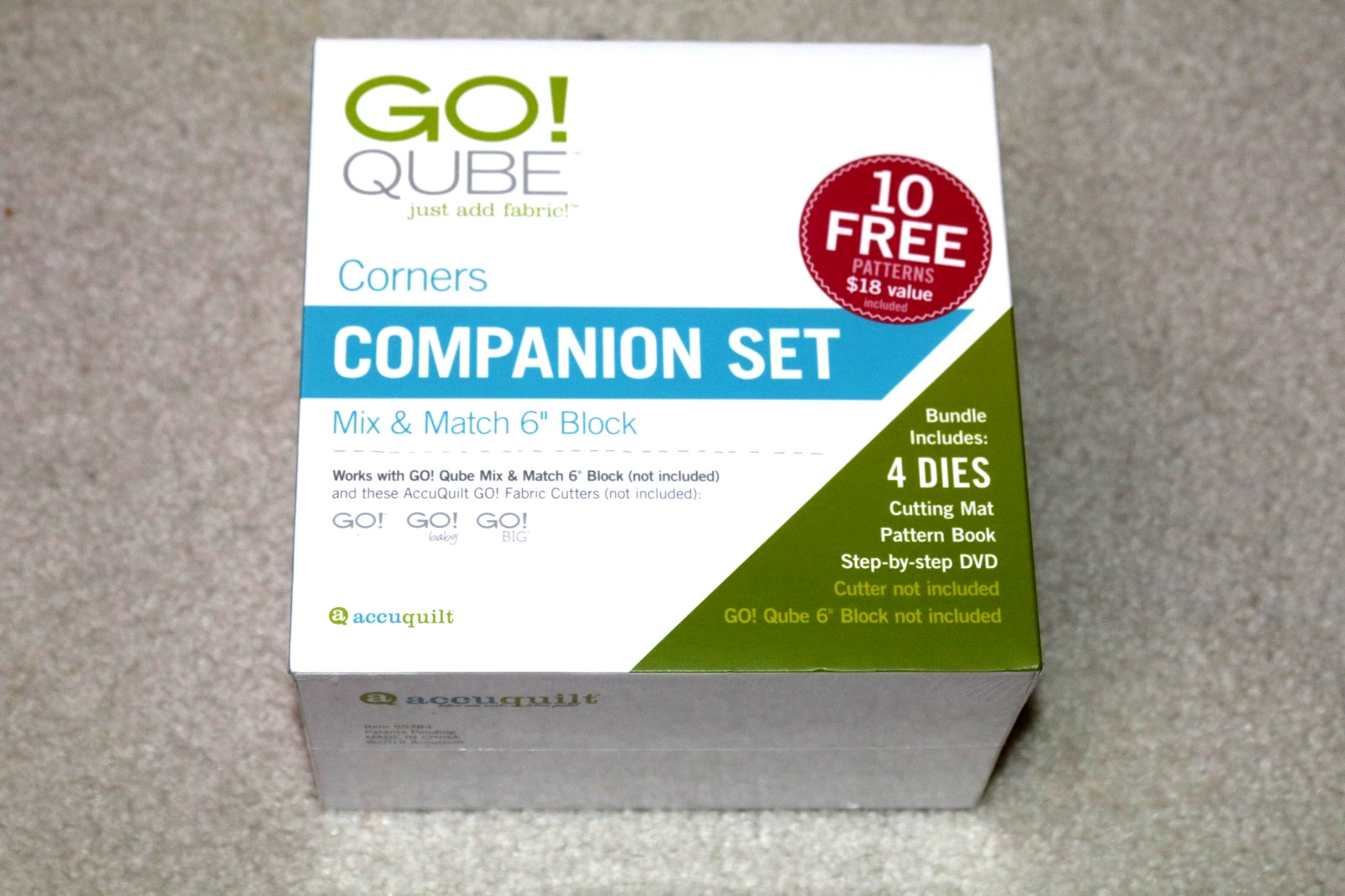 NEW Accuquilt Go! Fabric Cutting Die Qube 6" Companion Set-CORNERS # 55784