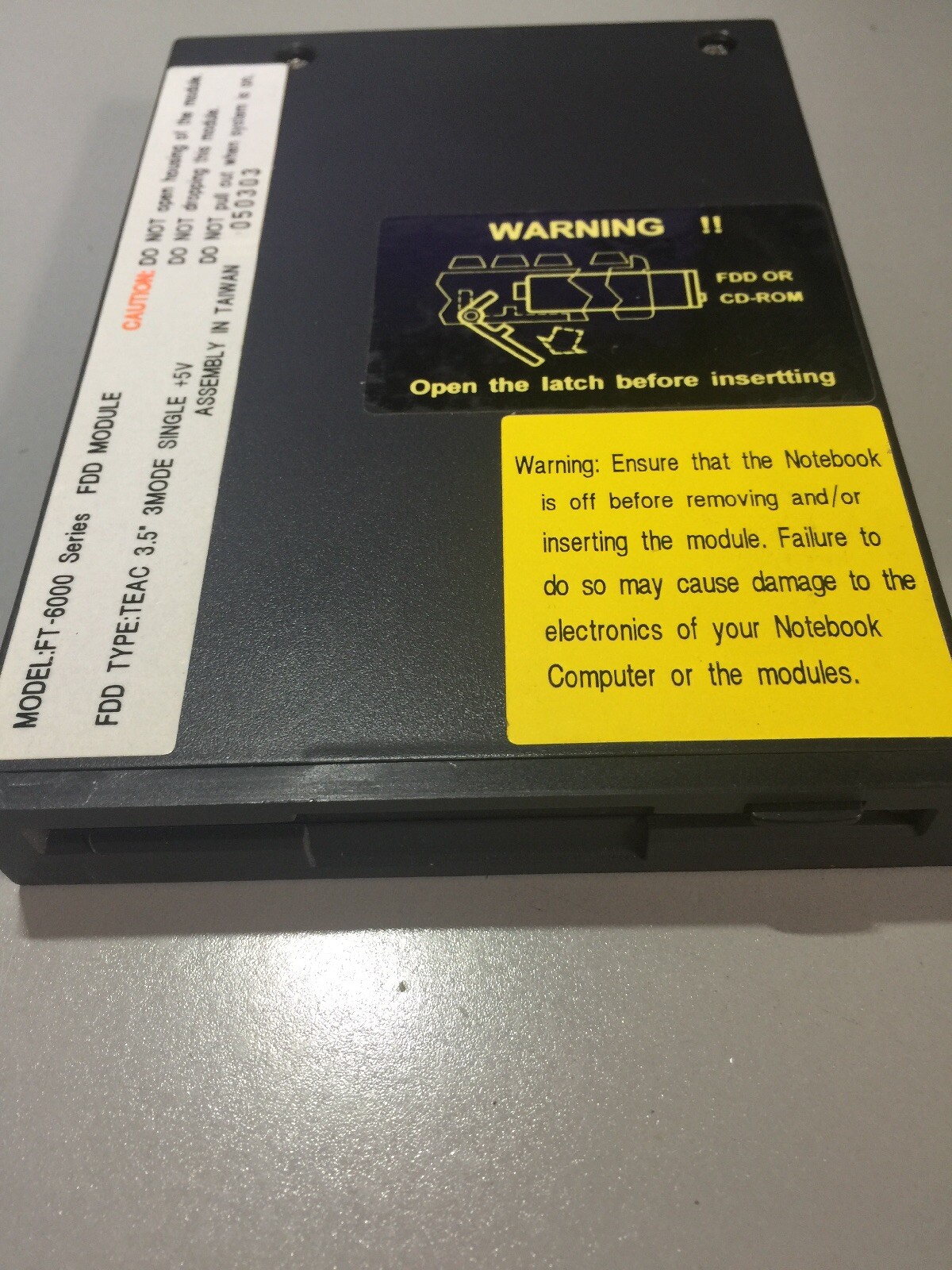 FT-6000 Teac Notebook Laptop FDD 1.44MB Floppy Drive Disc Module, New