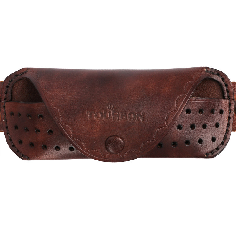 TOURBON Leather Eyeglasses Protector Case Glasses Carrier Belt Pouch Gift