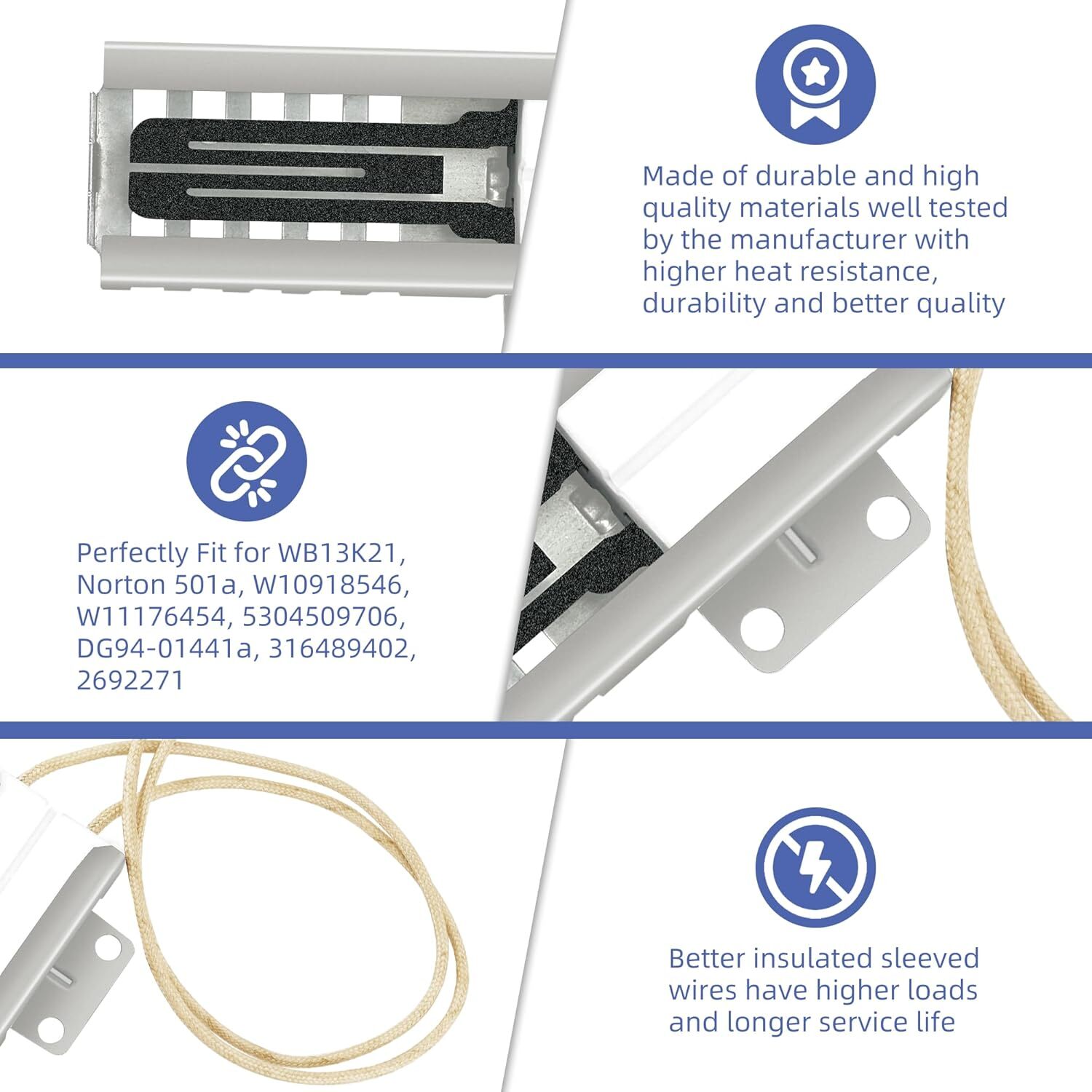 WB13K21 Flat Igniter Replacement For GE Oven Range NEW
