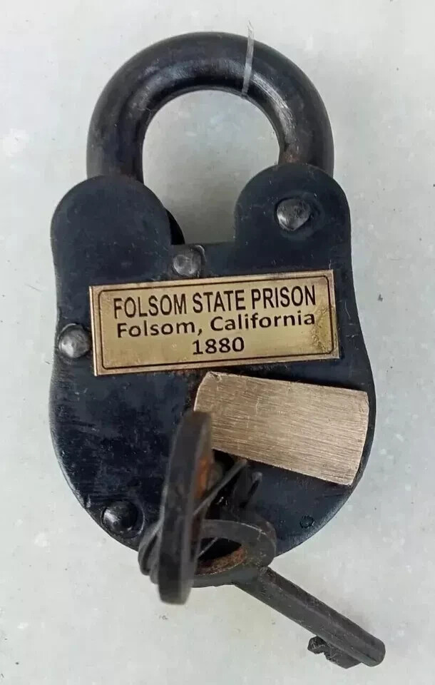Padlock Folsom State Prison California 1880 Brass Logo Antique Style Lock