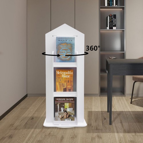 3-Tier Rotating Bookshelf, Kid Spinning Bookshelf, 360° Display Storage Bookcase