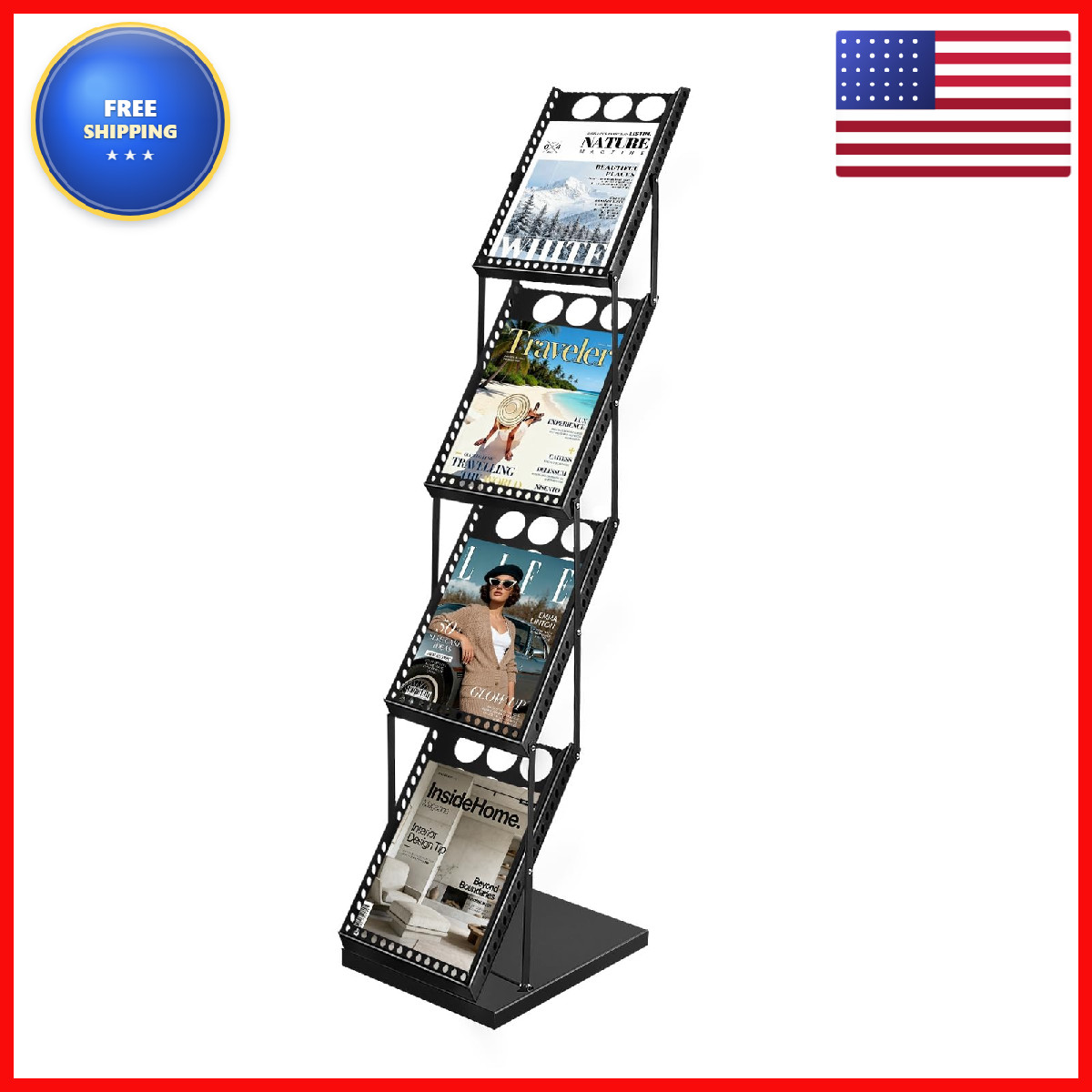 Wewline Foldable Magazine Brochure Display Rack Literature Catalog Rack