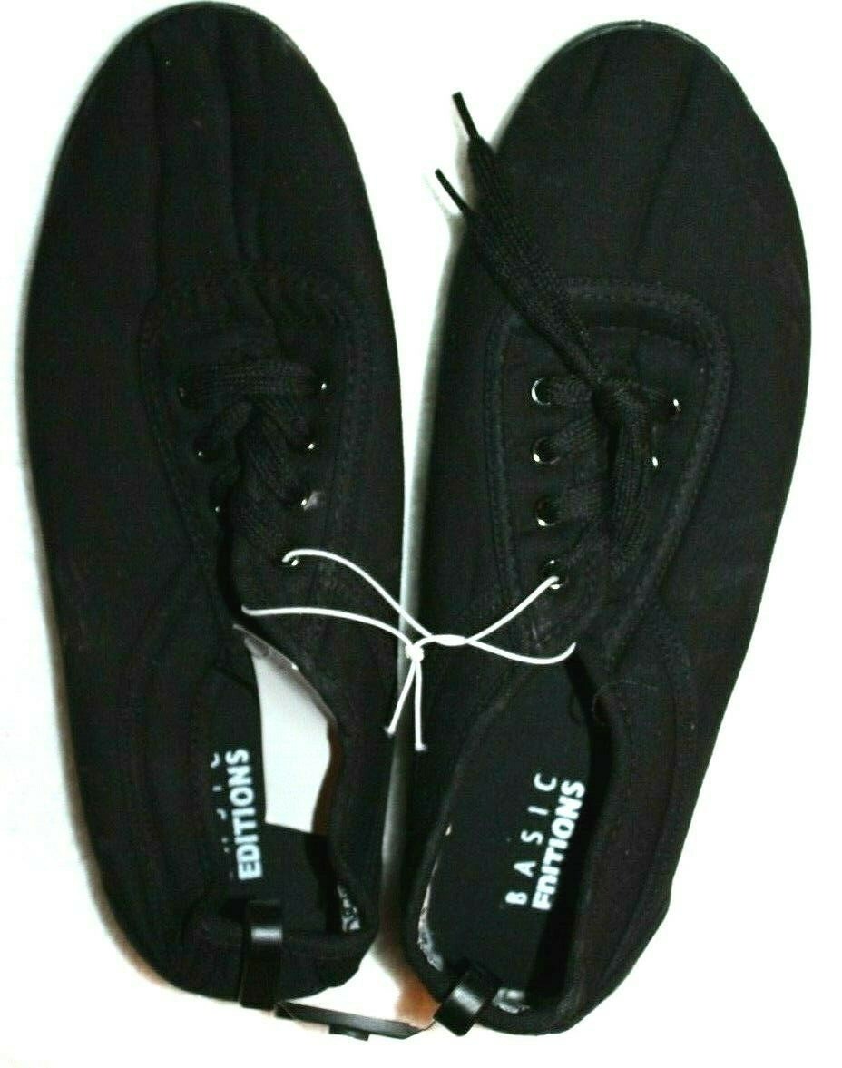 Basic Editions Women's Eavan Black Lace-Up Canvas Oxford Shoes Sneaker 6M-10M