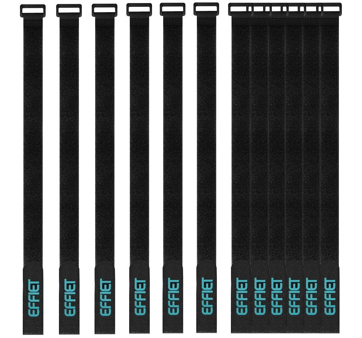 12 Packs Fastening Cord Wrap 1 x 24 Inches Hook and 1"X24",12 Packs, Black