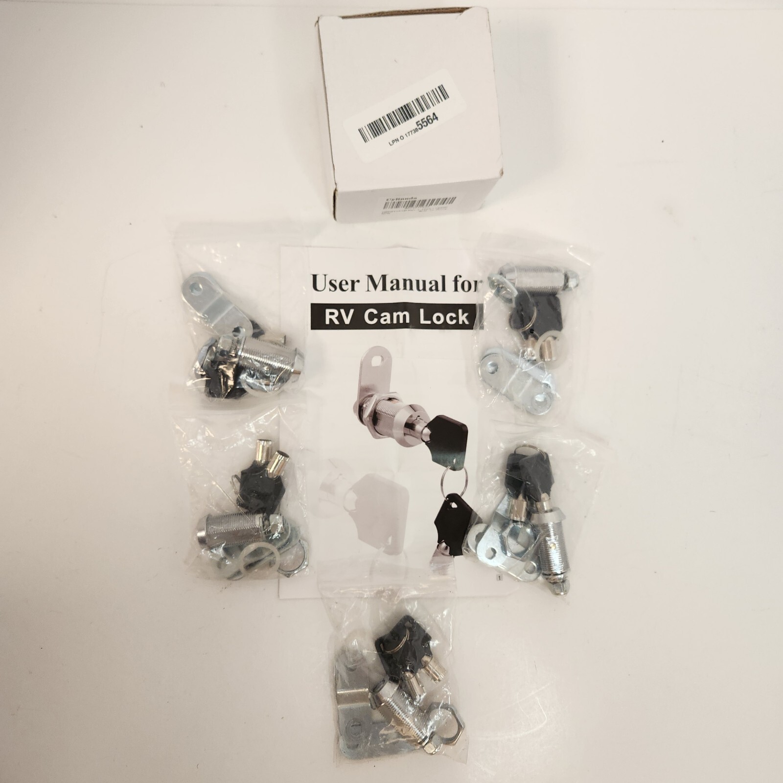 Cylinnda Cabinet Locks with Keys, 1-1/8" Cam Locks Keyed Alike 5 Sets