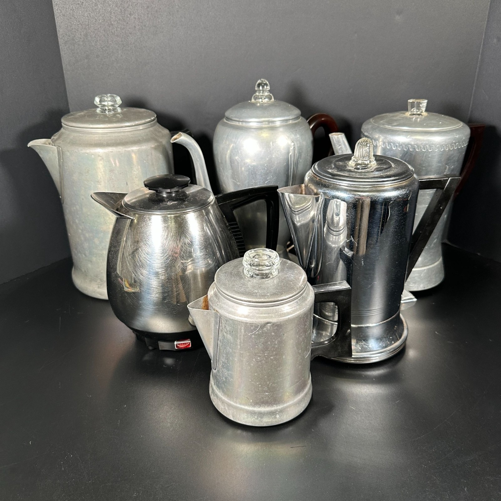 Vintage Coffee Makers Electric + Stovetop PERCOLATORS Lot of 6 For PARTS READ