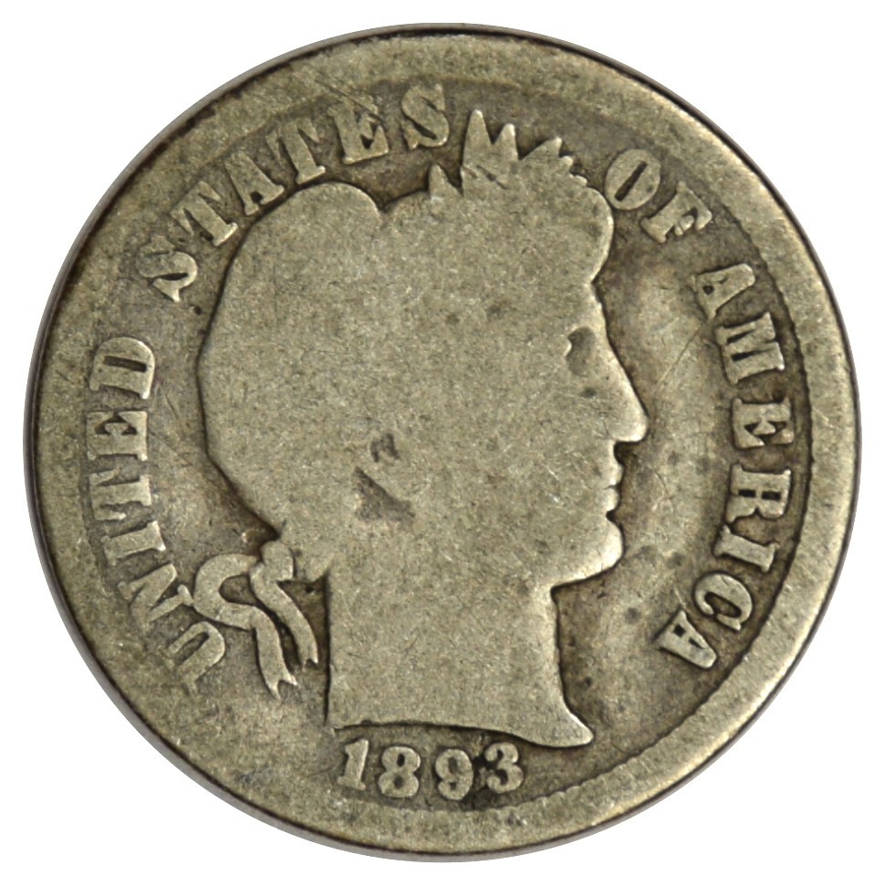 1893-O BARBER DIME ~ SOLID FULL RIMS GOOD!