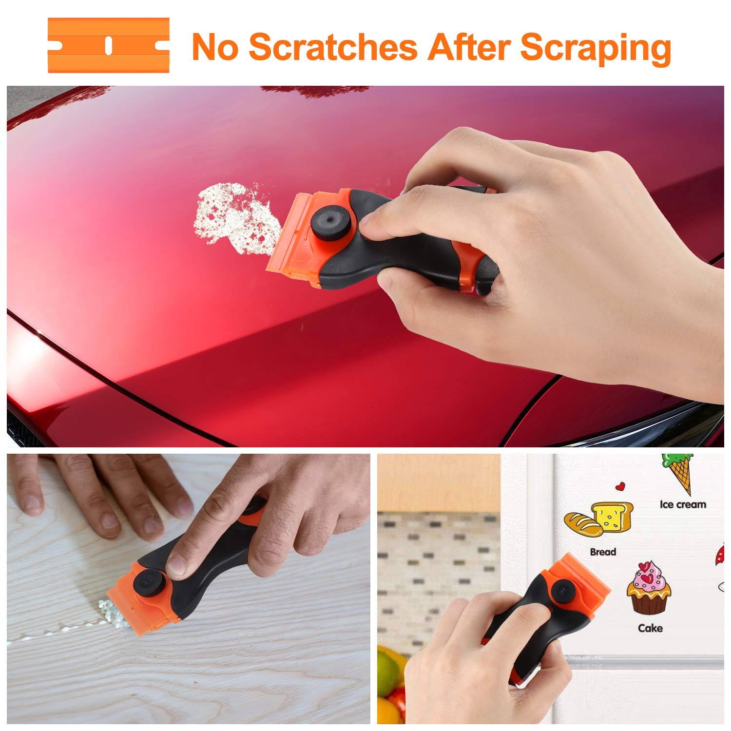 2PACK Razor Blade Scraper, 2-in-1 Scraper Tool with 12Pcs Plastic Blades and 7Pc