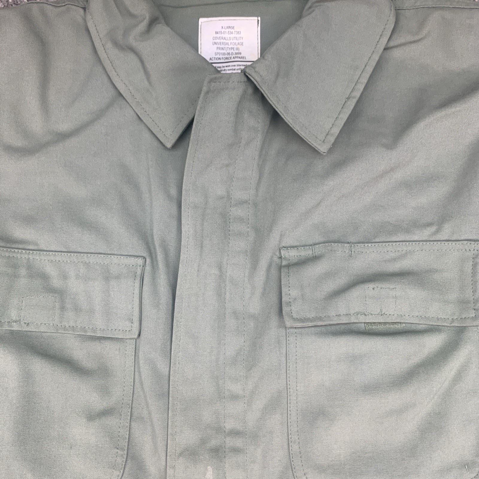 Universal Utility Coveralls Mens XLG Foliage Green Type III US Military Uniform