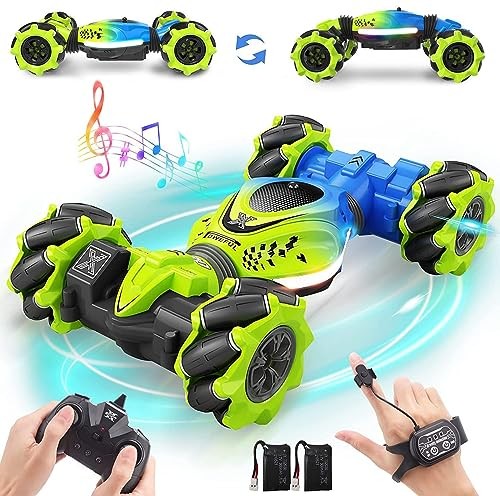 Gesture RC Car Hand Controlled Stunt Car for 6-12 yr Boys Girls, Geen-blue