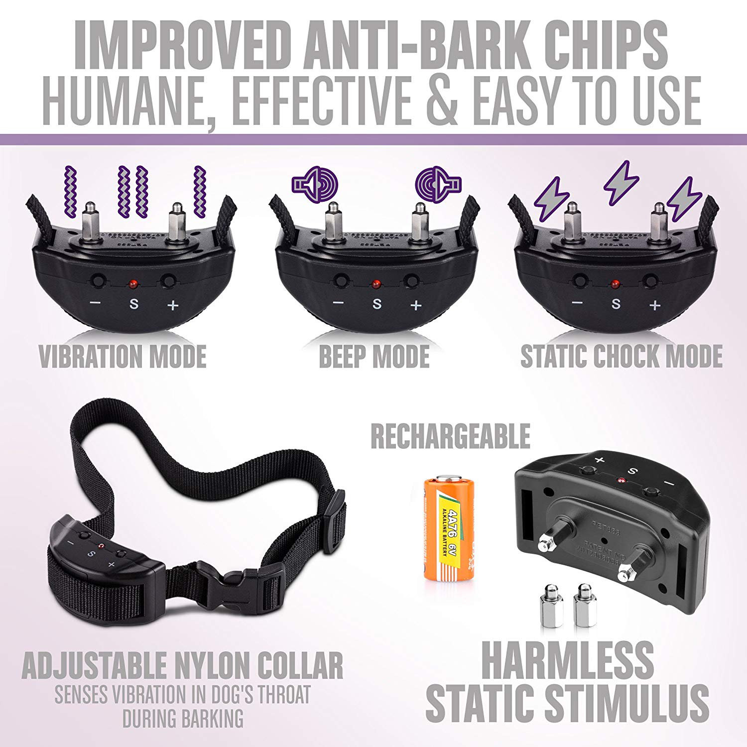 Automatic Anti Bark Barking Dog Shock Control Collar Device Large Medium Small