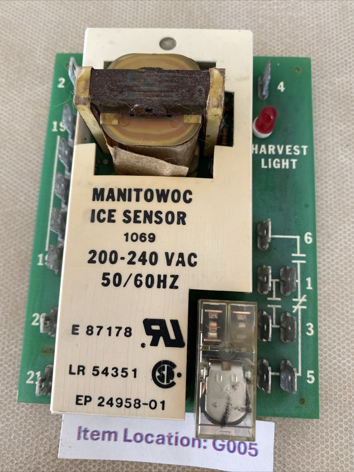 Manitowoc Ice Sensor P/N 1069 200-240V 50/60HZ for Ice Maker Model GY1205W