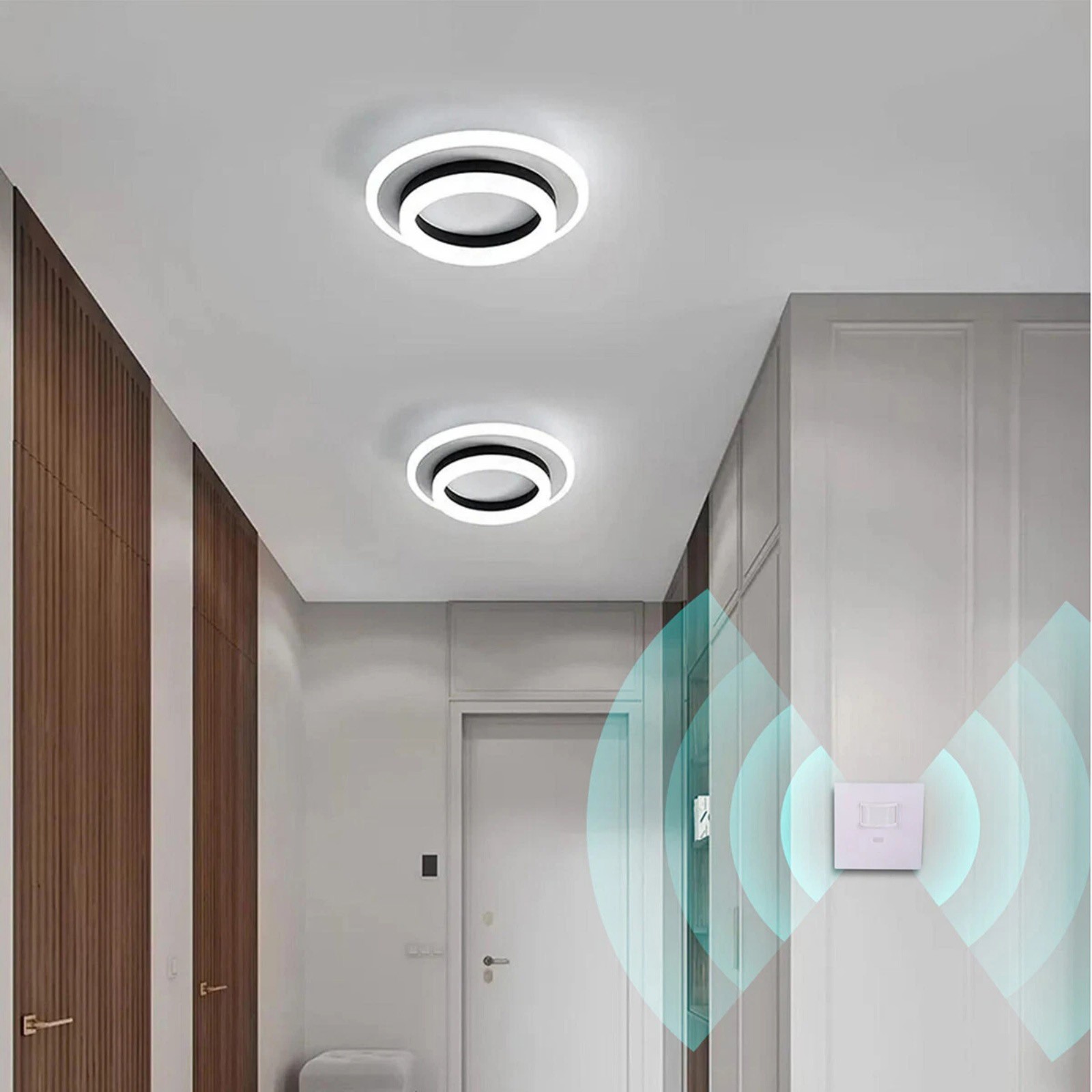 White PIR Motion Sensor Wall Switch AC100-240V for Downlights & Ceiling Lights