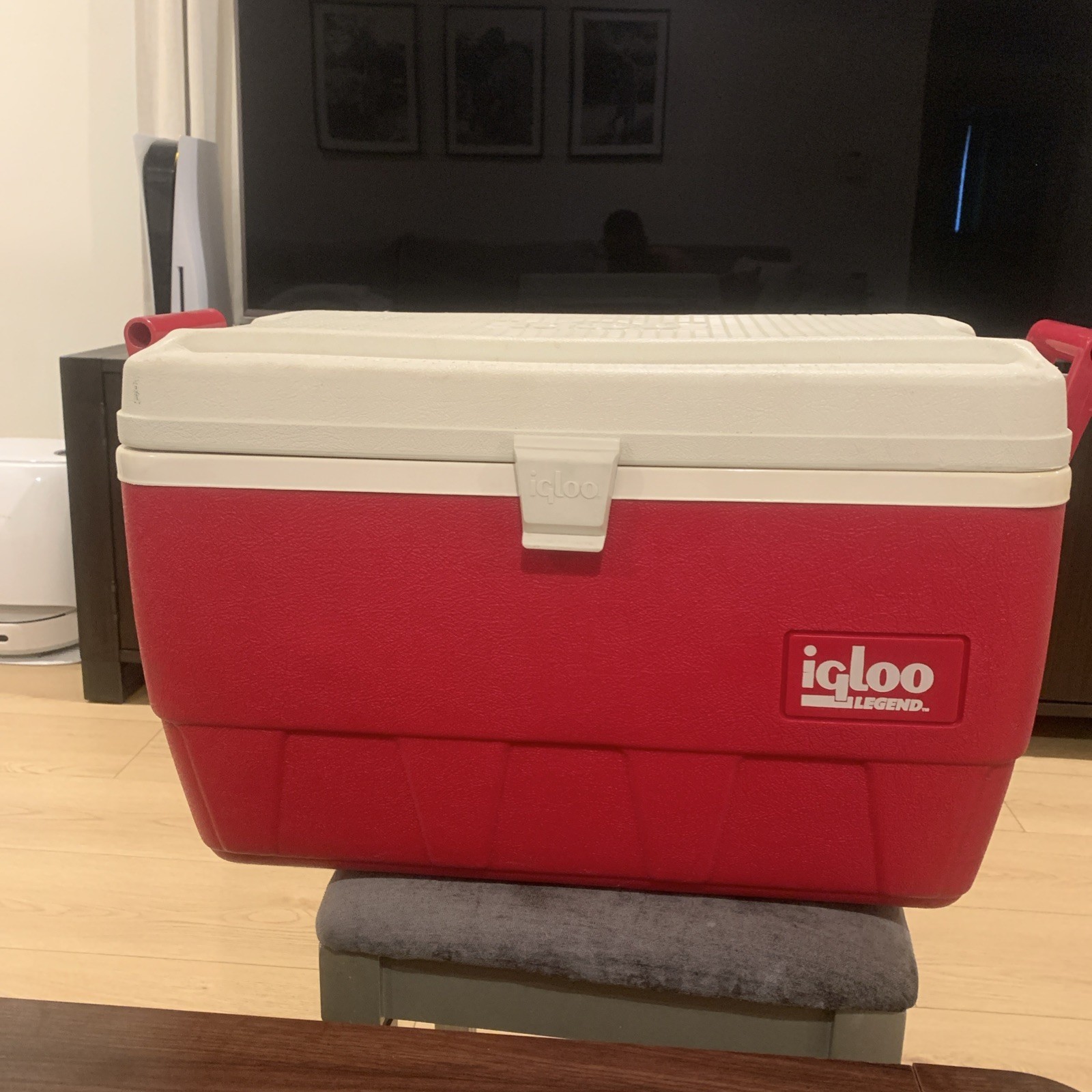 Vintage Igloo Model 71 Full Featured Ice Chest Cooler Red Tray Original Box 54qt