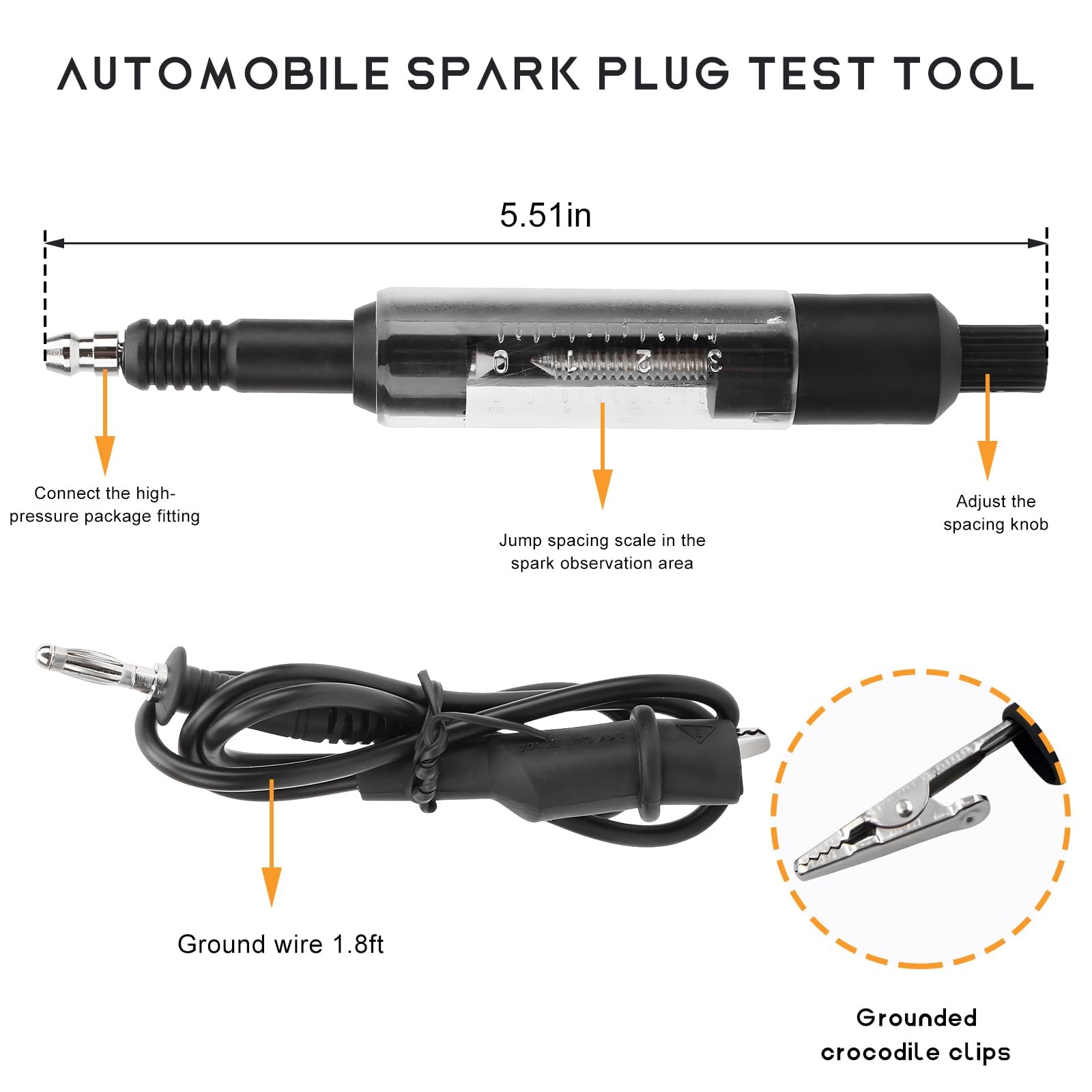 MTRPS Car Spark Plug Tester Tool, Adjustable Ignition Coil Black