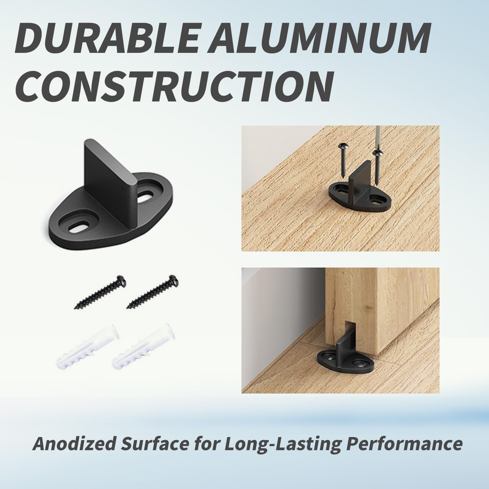 4Pack Black Floor Guide for Sliding Barn Door Hardware T Shape Guides 4 PACK